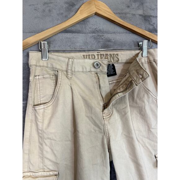 VIP Jeans Cargo Pants 11/30 Tan Cotton Khaki Twill Zip Fly Front Pleats Utility - Picture 3 of 9